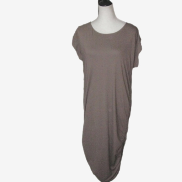 NEW York & Company Light Brown Ruched Sides Maxi Dress Size Medium - Picture 2 of 6